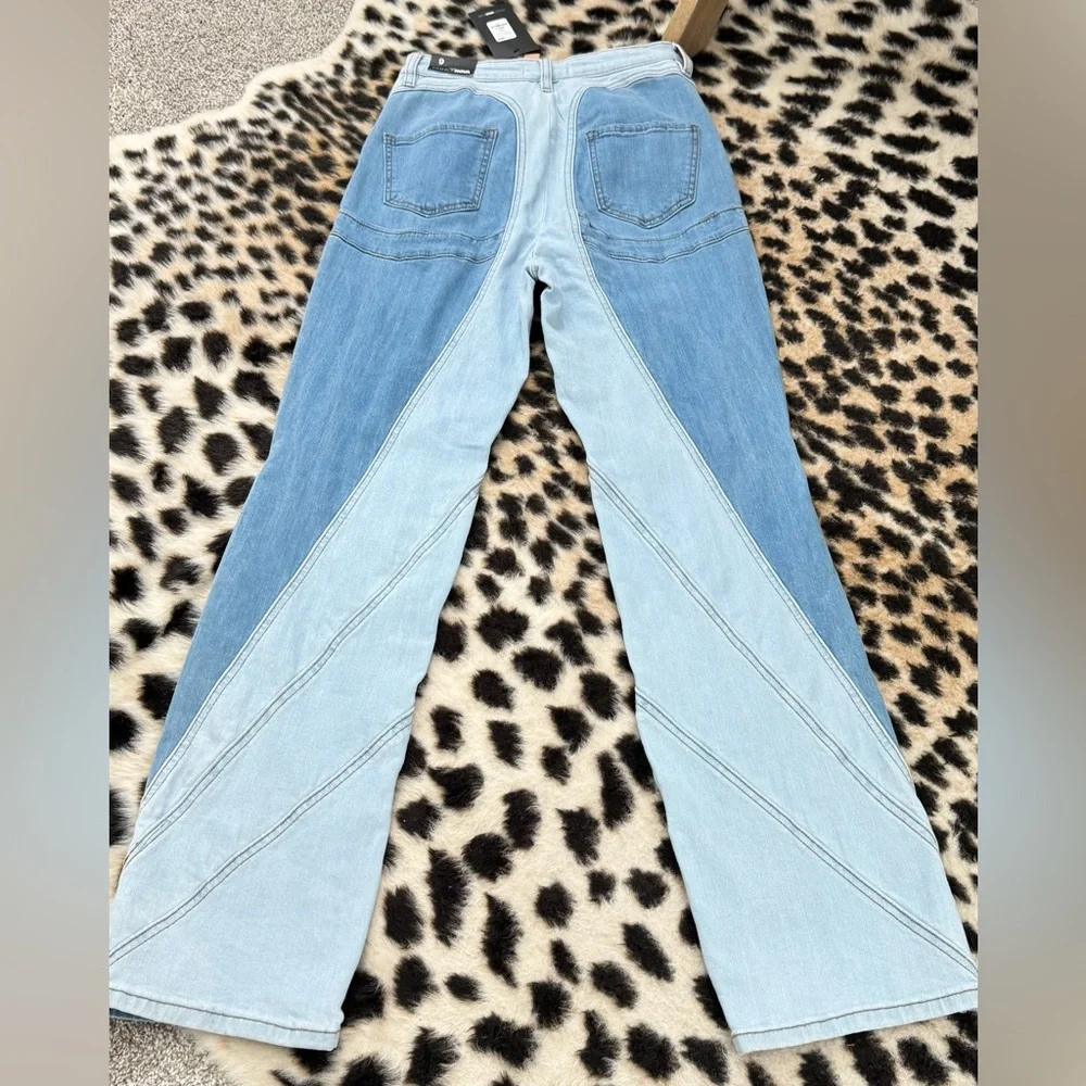 Fashion Nova Light and Medium Blue Flare Jeans - Picture 2 of 3